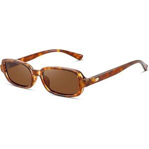 Retro 90s Small Square Rectangle Sunglasses for Women UV400 Sun Protection